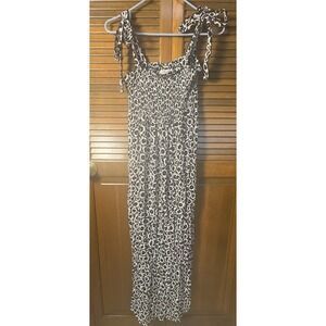 Diane Von Furstenberg For Target Leopard Print Maxi Dress Tie Shoulder Smocked
